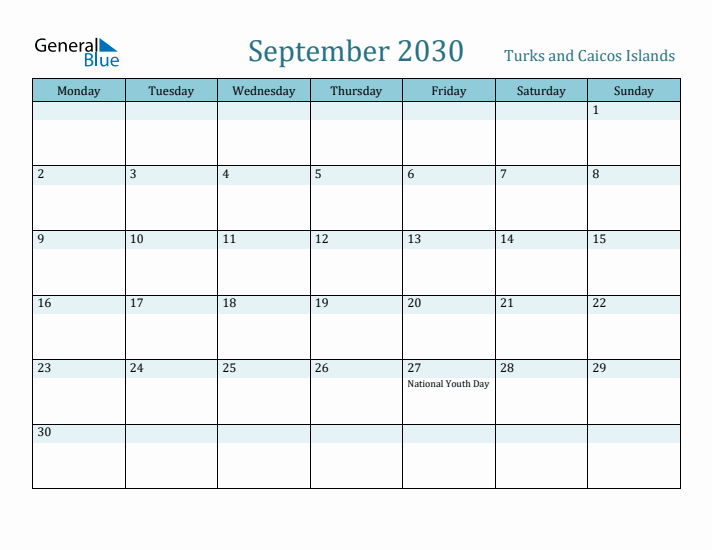 September 2030 Calendar with Holidays