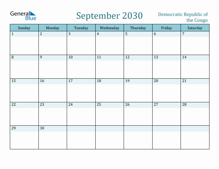 September 2030 Calendar with Holidays