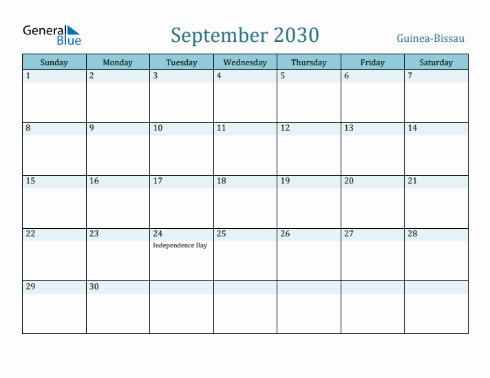 September 2030 Calendar with Holidays