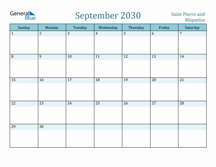 September 2030 Calendar with Holidays