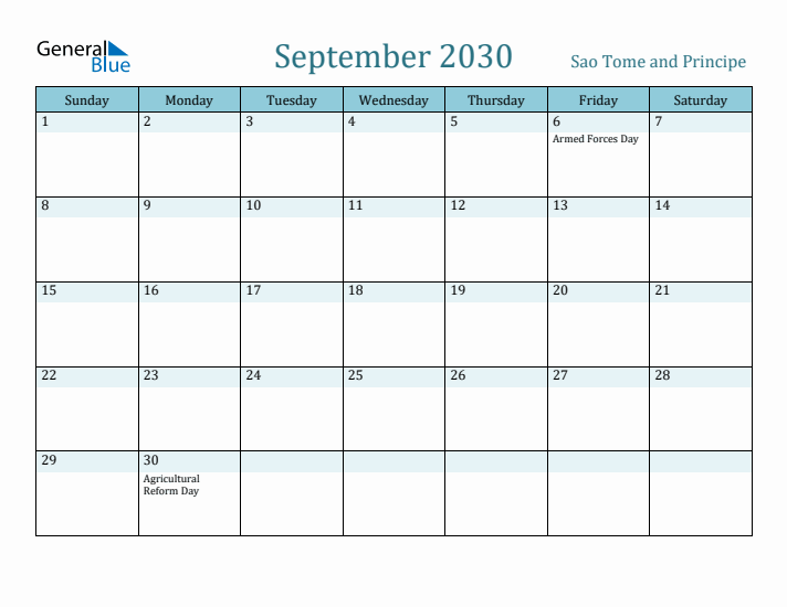 September 2030 Calendar with Holidays