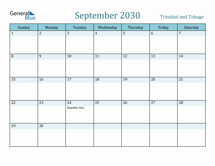 September 2030 Calendar with Holidays