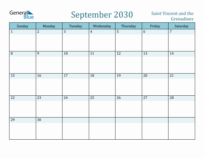 September 2030 Calendar with Holidays