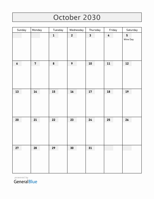 Moldova October 2030 Calendar with Holidays