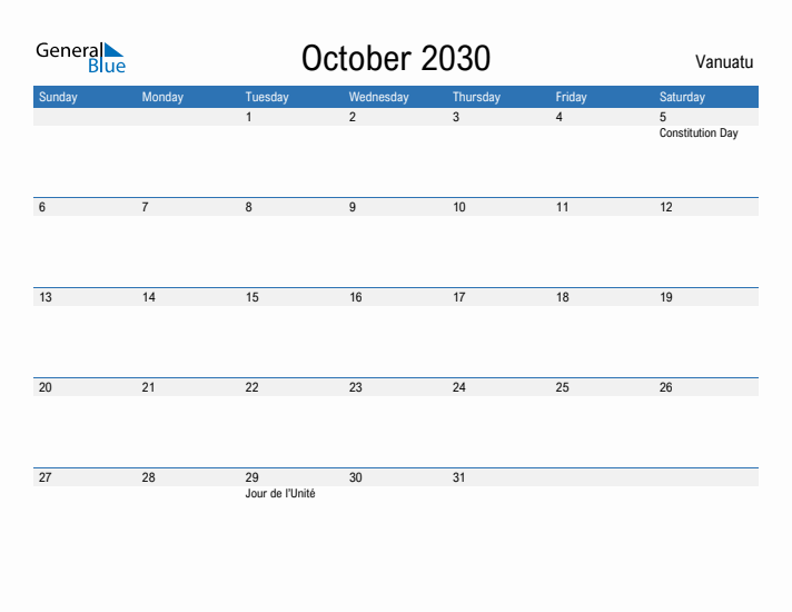 Fillable October 2030 Calendar