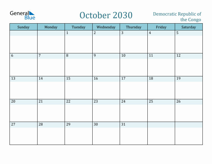 October 2030 Calendar with Holidays