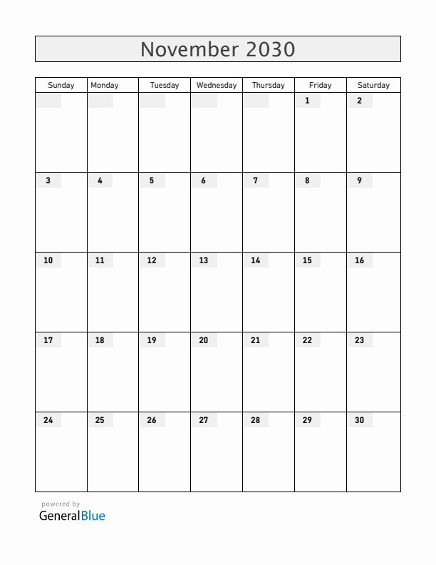 Armenia November 2030 Calendar with Holidays
