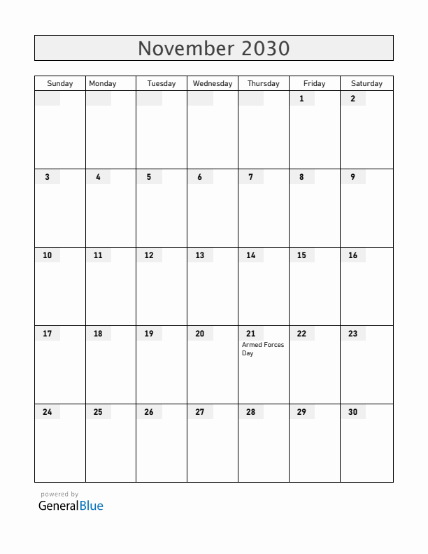 Bangladesh November 2030 Calendar with Holidays