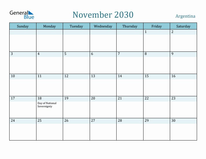 November 2030 Calendar with Holidays