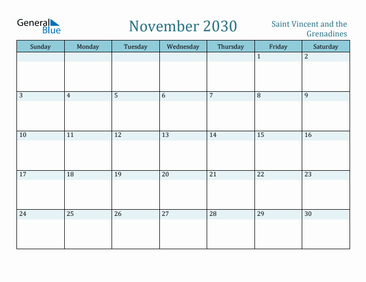 November 2030 Calendar with Holidays
