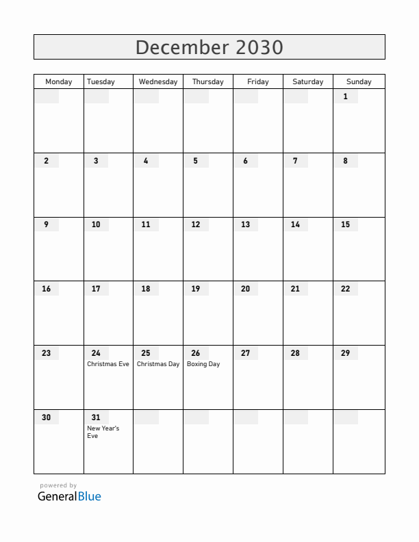 Latvia December 2030 Calendar with Holidays