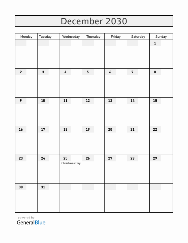 Mayotte December 2030 Calendar with Holidays