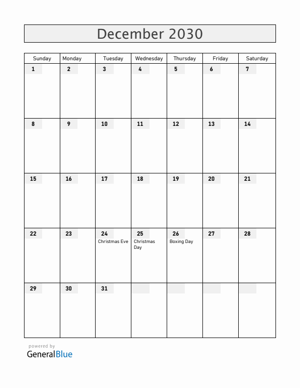 Greenland December 2030 Calendar with Holidays