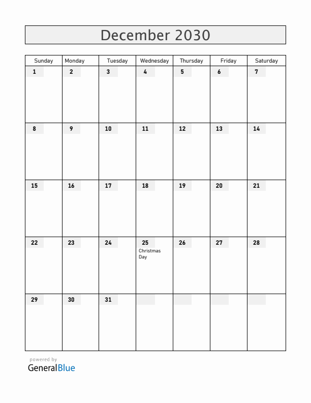 Mayotte December 2030 Calendar with Holidays