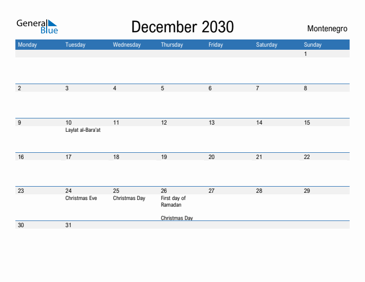 Fillable December 2030 Calendar