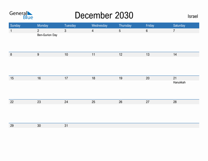Fillable December 2030 Calendar