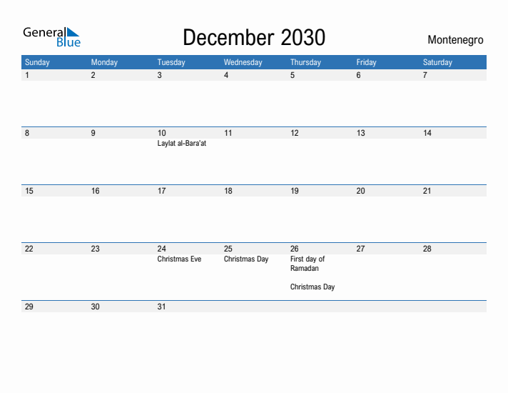 Fillable December 2030 Calendar