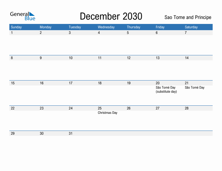 Fillable December 2030 Calendar