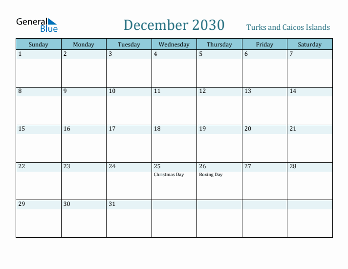 December 2030 Calendar with Holidays