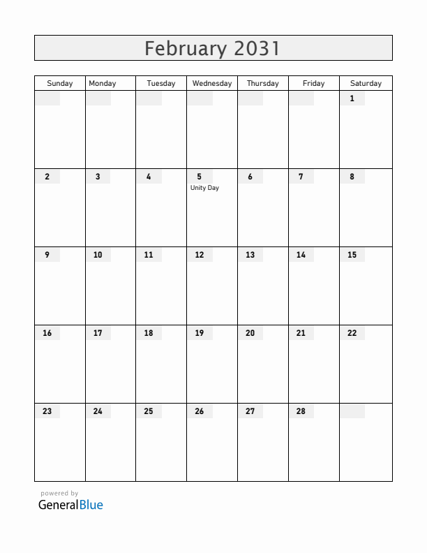 Burundi February 2031 Calendar with Holidays