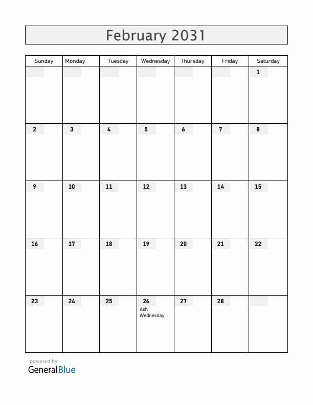Jamaica February 2031 Calendar with Holidays
