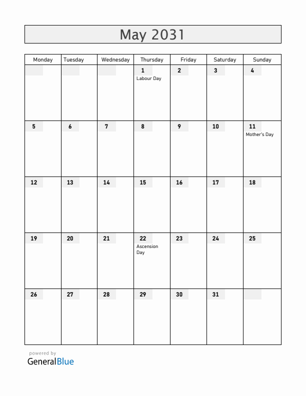 Curacao May 2031 Calendar with Holidays