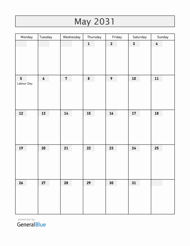 Dominican Republic May 2031 Calendar with Holidays