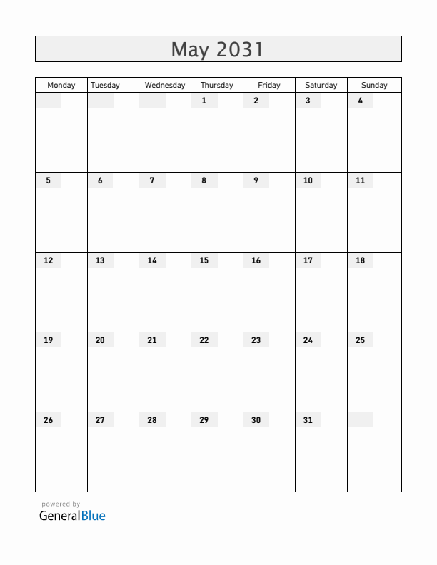 New Zealand May 2031 Calendar with Holidays