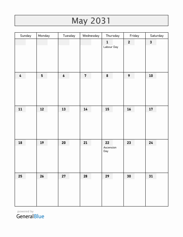 Aruba May 2031 Calendar with Holidays