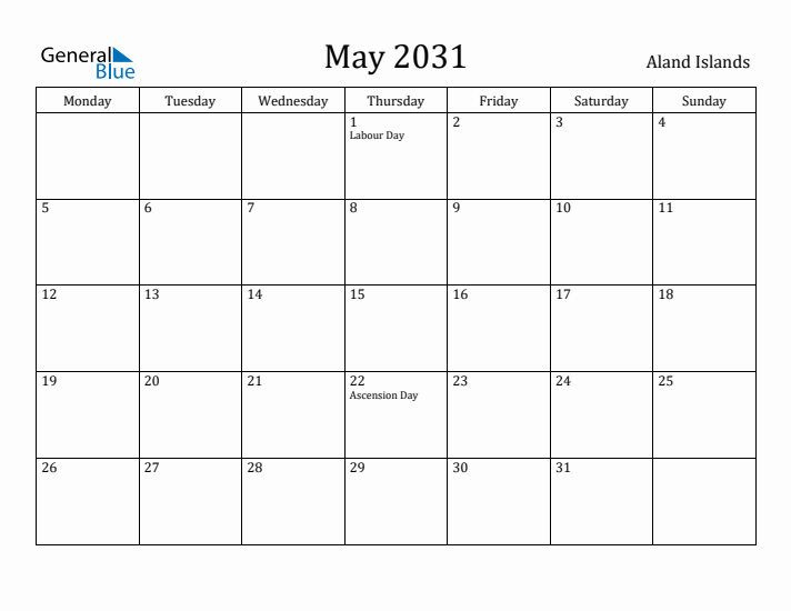 May 2031 Calendar Aland Islands
