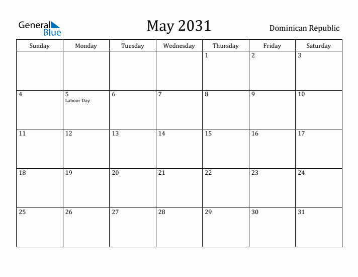 May 2031 Calendar Dominican Republic