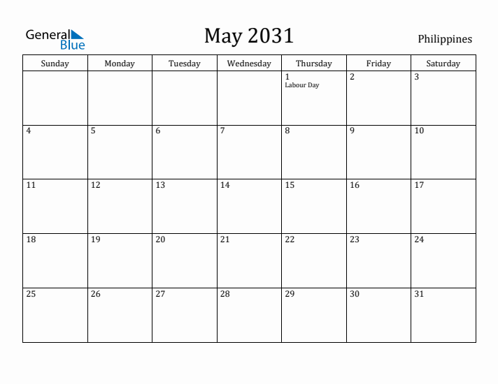 May 2031 Calendar Philippines