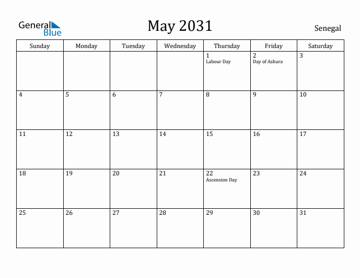 May 2031 Calendar Senegal