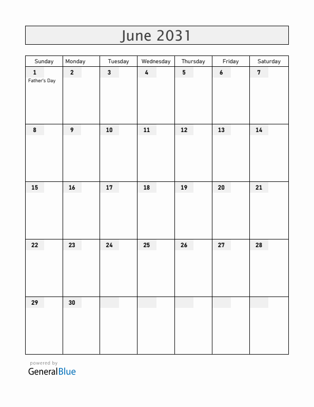 Curacao June 2031 Calendar with Holidays