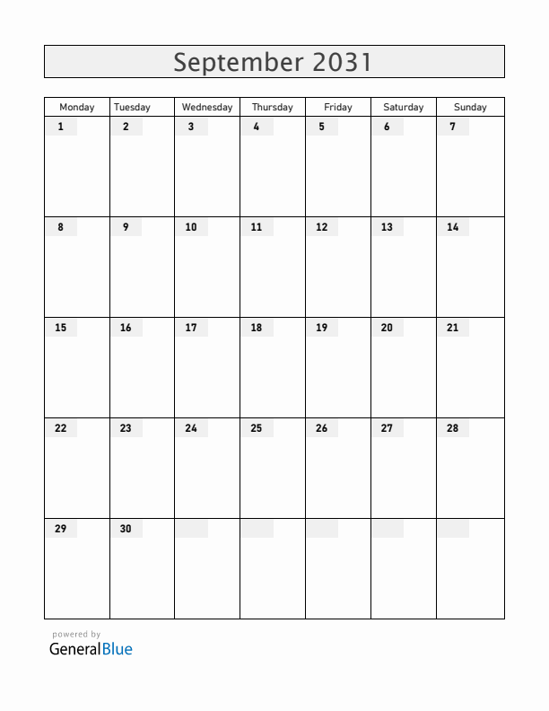 Zambia September 2031 Calendar with Holidays