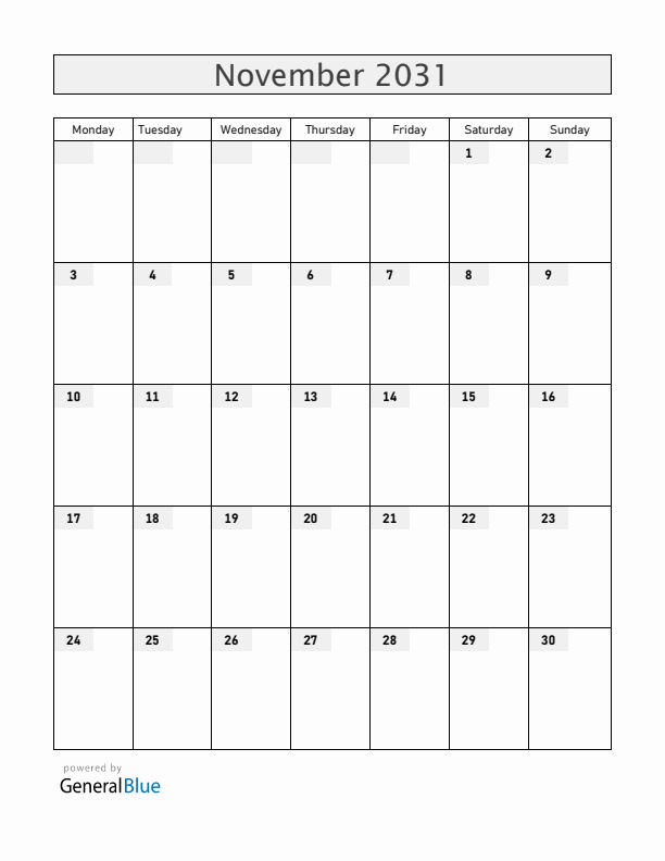 Zambia November 2031 Calendar with Holidays