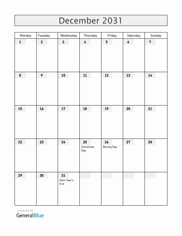 Curacao December 2031 Calendar with Holidays