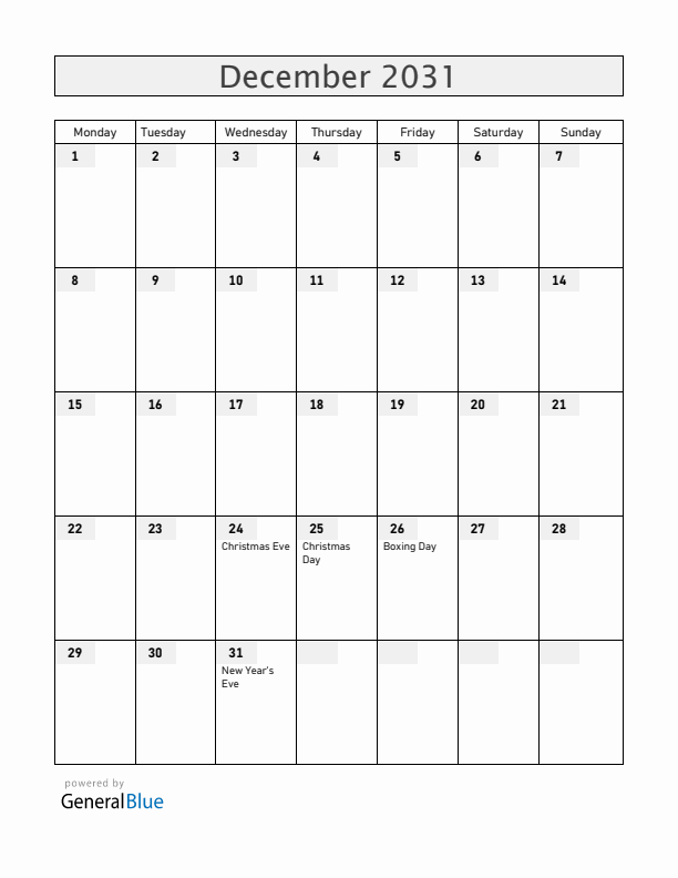Latvia December 2031 Calendar with Holidays