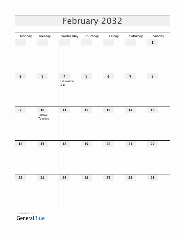 Angola February 2032 Calendar with Holidays