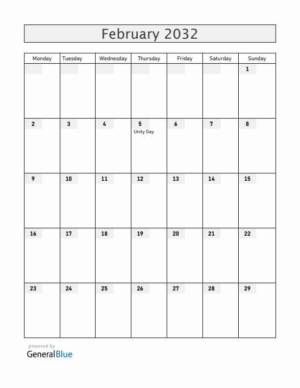 Burundi February 2032 Calendar with Holidays