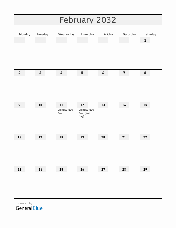 Cocos Islands February 2032 Calendar with Holidays