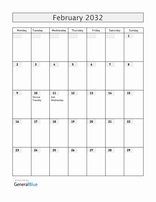 Cabo Verde February 2032 Calendar with Holidays