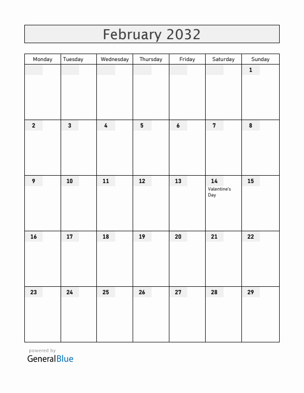Guam February 2032 Calendar with Holidays