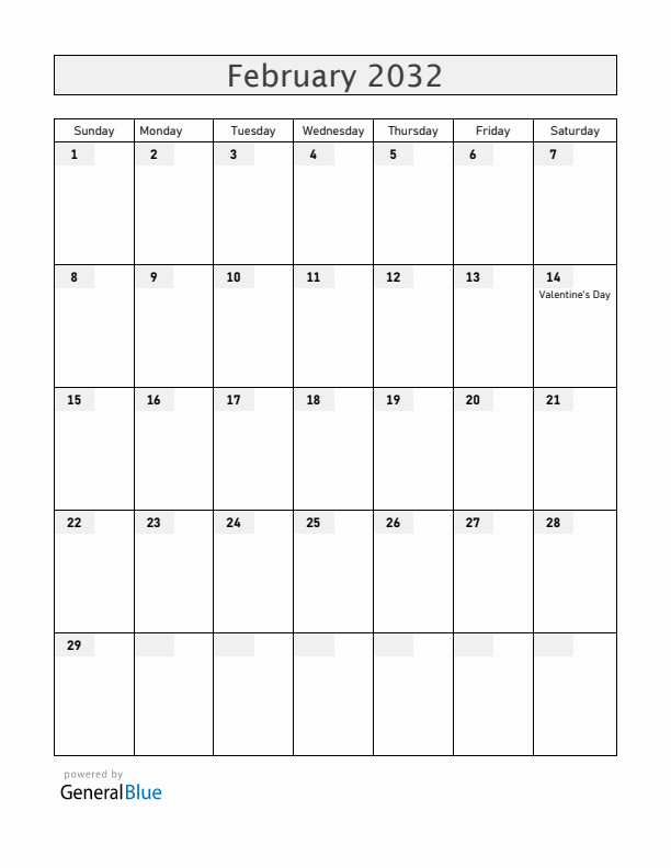 Belgium February 2032 Calendar with Holidays