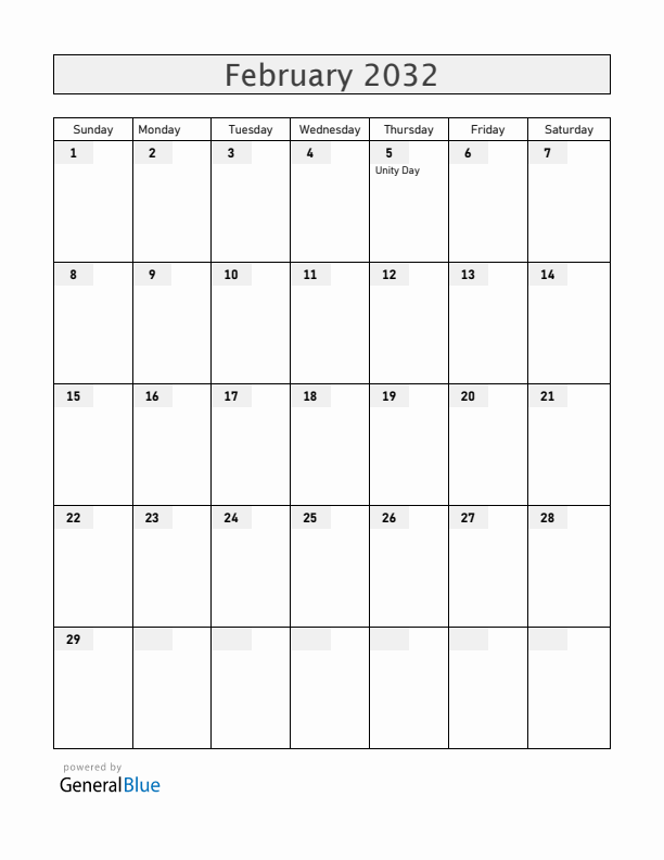 Burundi February 2032 Calendar with Holidays