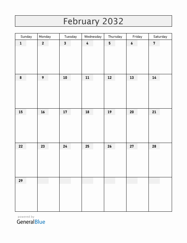 Zambia February 2032 Calendar with Holidays