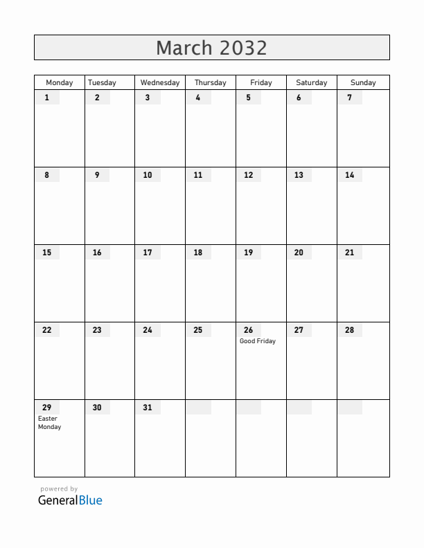 Guadeloupe March 2032 Calendar with Holidays