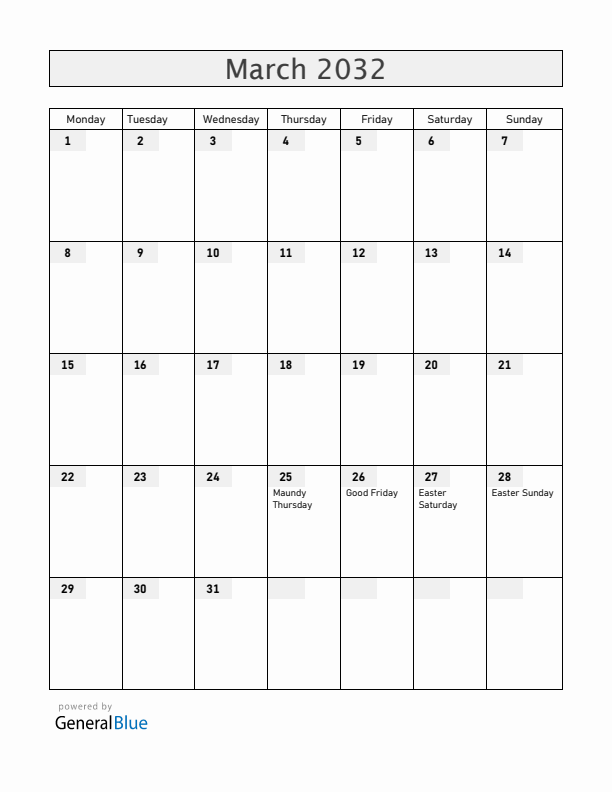 Guatemala March 2032 Calendar with Holidays