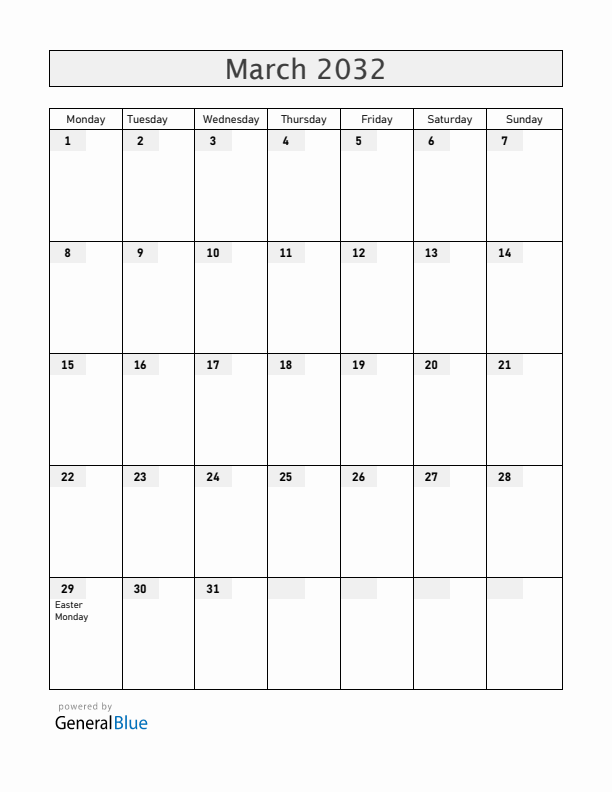 Mayotte March 2032 Calendar with Holidays