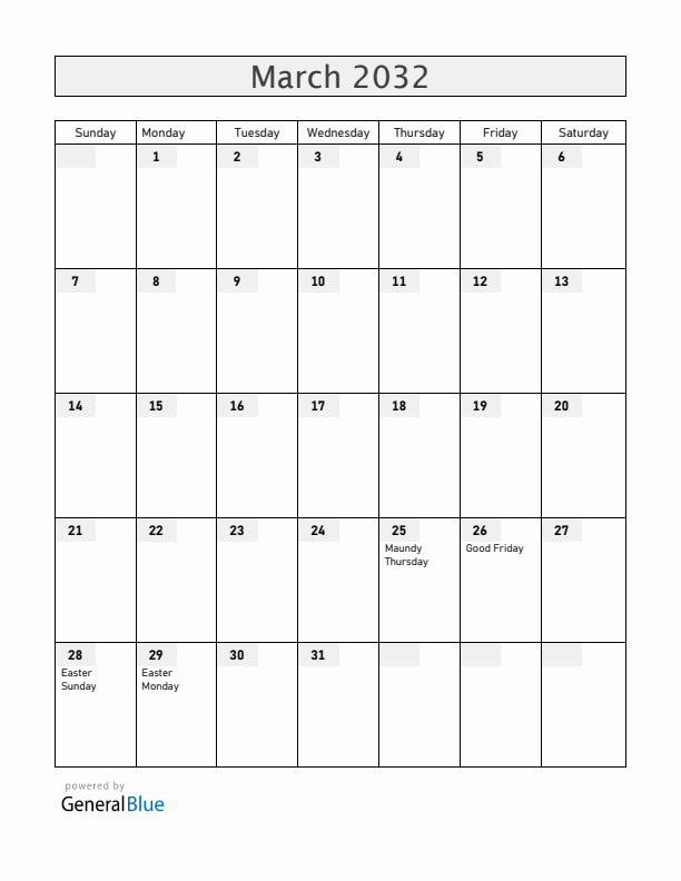 Greenland March 2032 Calendar with Holidays